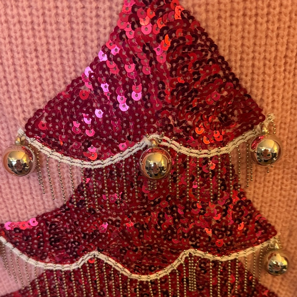 Grace & Emma Pink Sequin Christmas Tree Sweater 2X - Picture 4 of 7